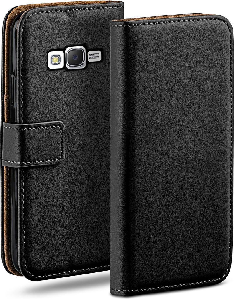 moex Book Case kompatibel mit Samsung Galaxy J5 (2015) - Hülle 360 Grad klappbar, Schwarz