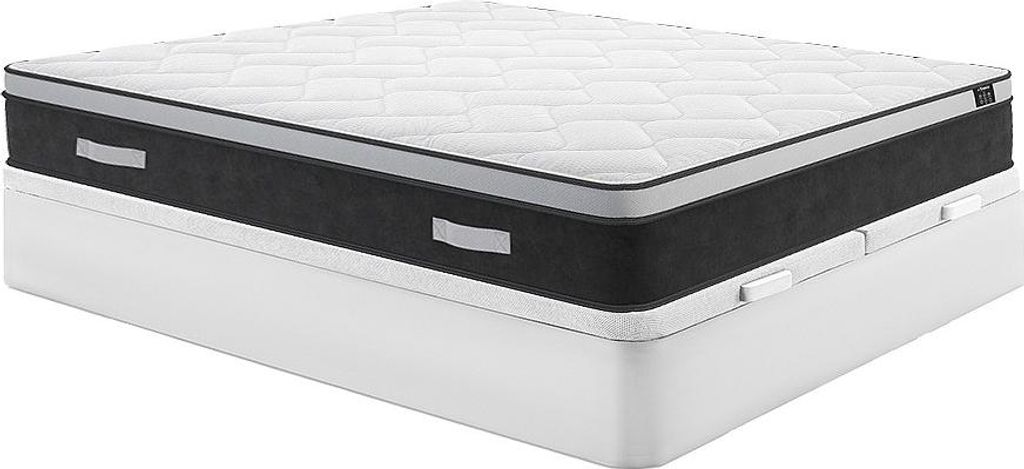 Set 180 x 200 cm Rahmen mit Box weiß + 25 cm dicke Produktbild 