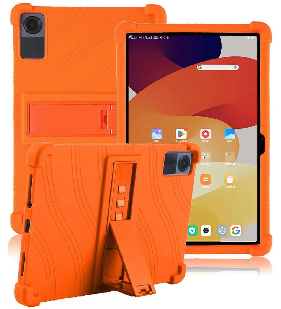 Tablet Hülle für Xiaomi Redmi Pad SE 11" 2023, Stoßfeste Weiches Silikon Schutzhülle mit Standfunktion Orange