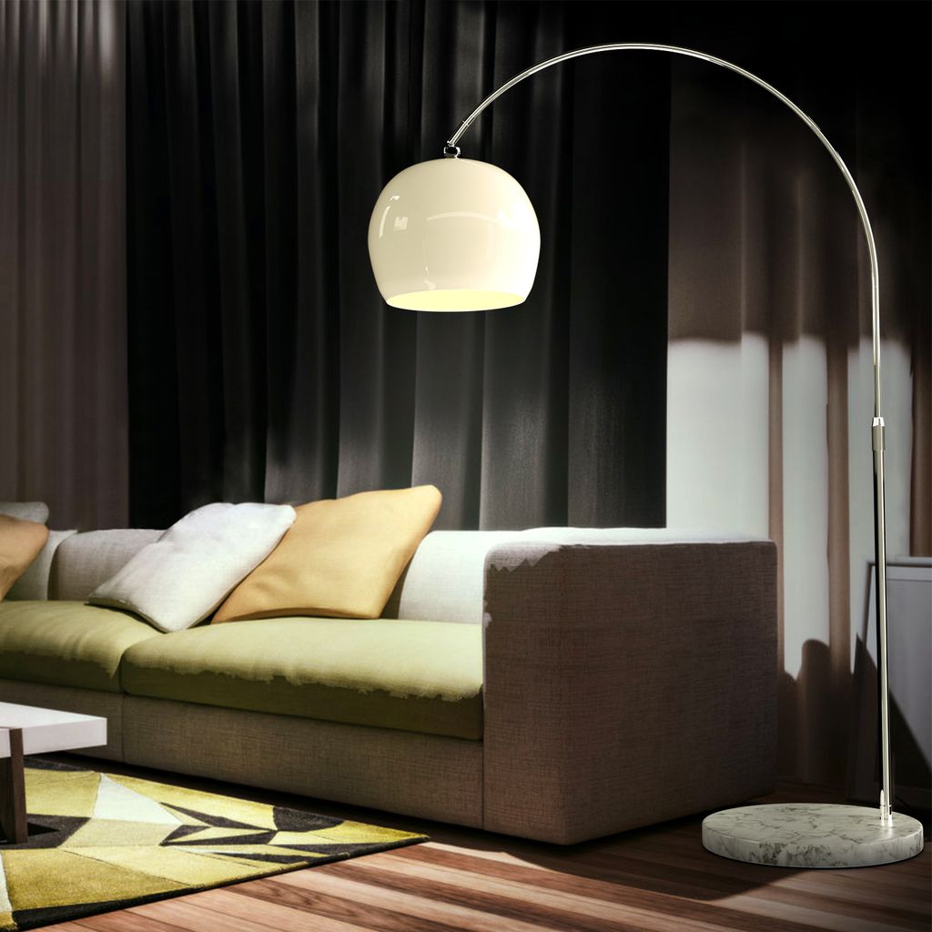 Bogen Lampe Design Stand Leuchte Wohnzimmer Stehlampen Chrom Lese Licht Zimmer 