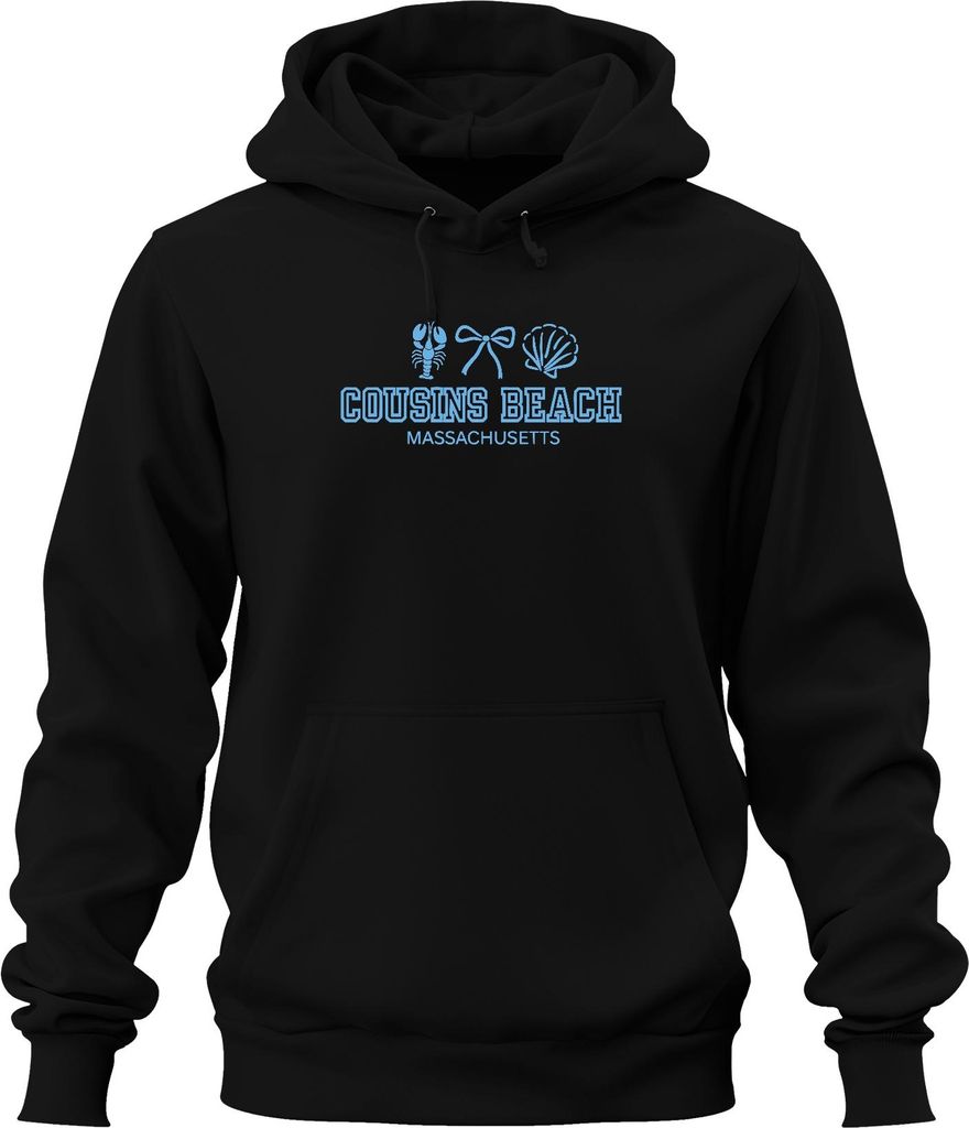 Cousins Beach Massachusetts Strand Muschel Hummer Cape Cod Sommer Uni Hoodie Kapuzenpullover, Schwarz, XXL