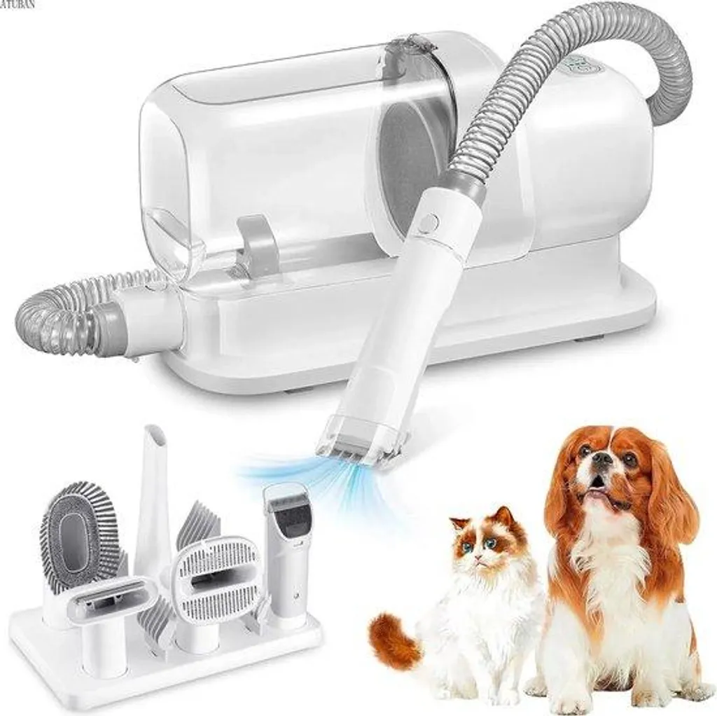 Aspirateur de toilettage pour chien XL 2,3L avec 9 accessoires blanc