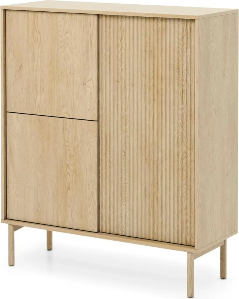 Buffet FURNLUX Tavo chêne 104cm beige - Bahut scandinave 104x122x40 cm