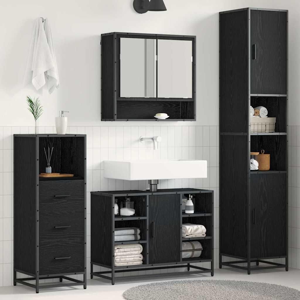 Maison Exclusive - Badezimmermöbel-Set 3 pcs Schwarz Eichen-Optik Holzwerkstoff