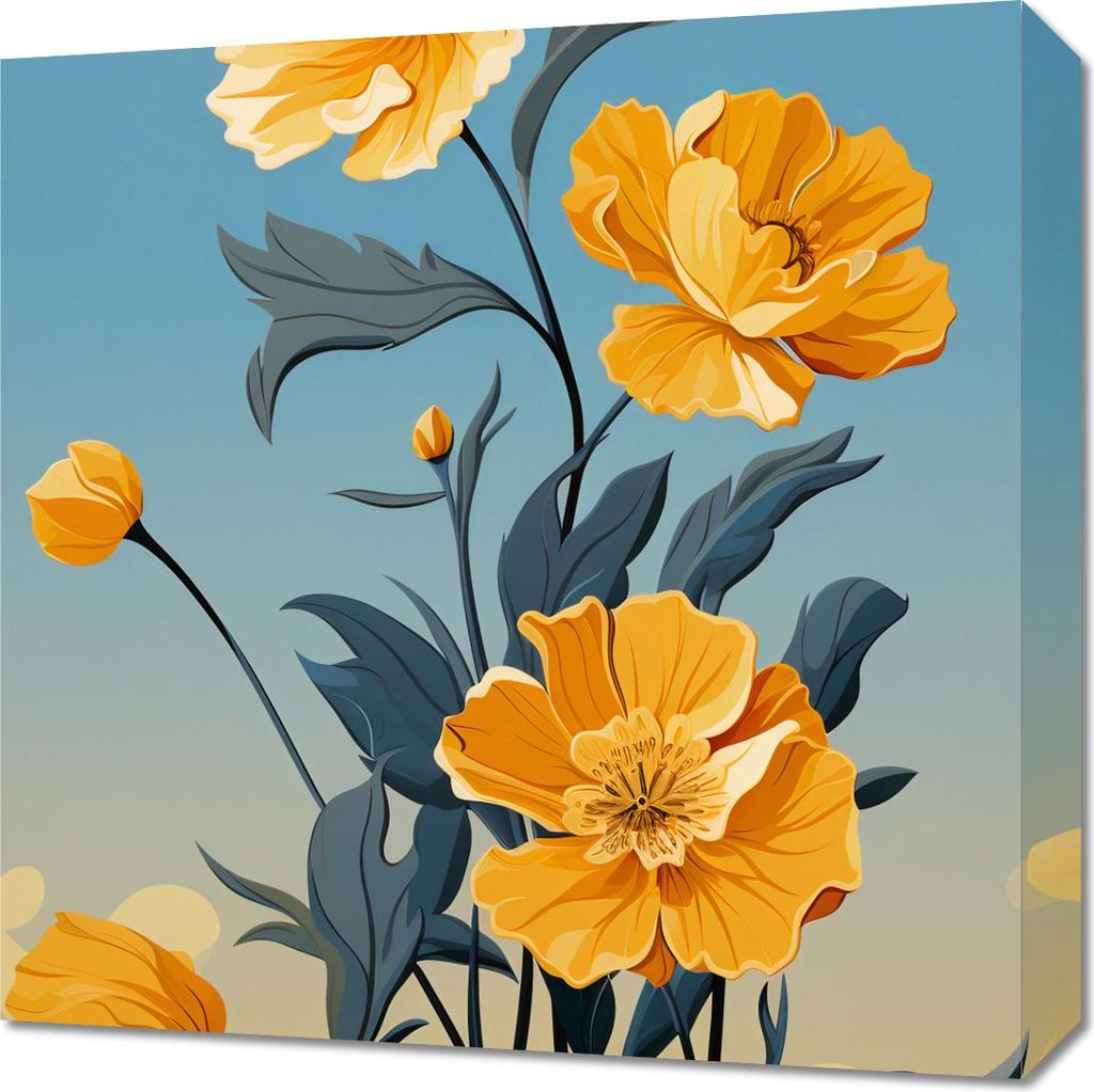 Bild 50x50cm Goldene Blumenmorgen