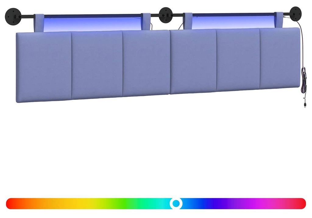 vidaXL Hängendes Kopfteil Mit LED Licht Jeans blau Stoff