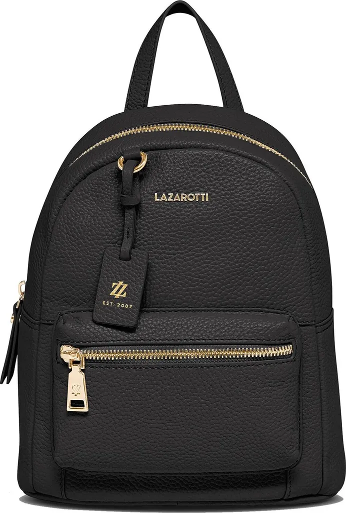 Sac à Dos Loisirs en Cuir Noir Lazarotti Bologna - Idéal Ville et Pro
