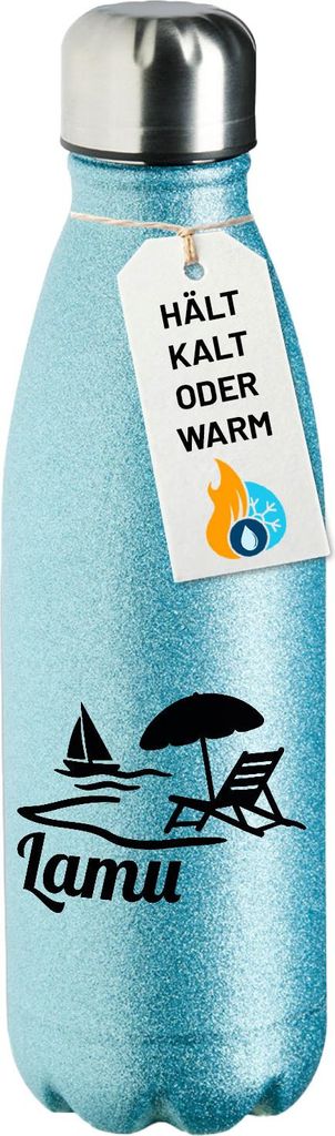 Huuraa Trinkflasche Lamu Inselmotiv Kenia 500ml Blue Edelstahl Wasserflasche Trinkflasche Geschenkidee
