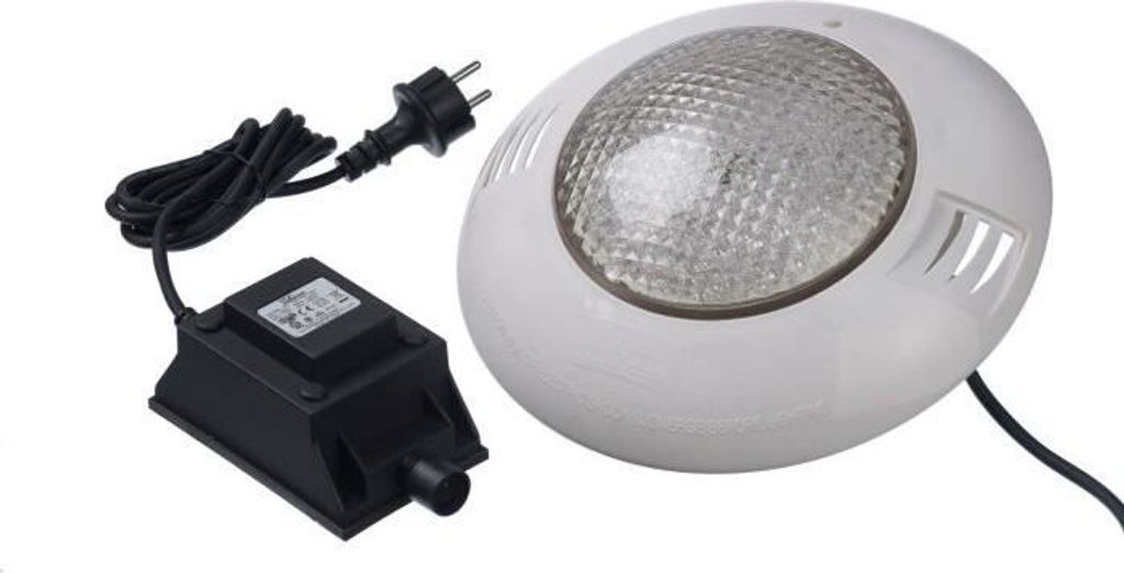 UBBINK LED Poolscheinwerfer, 24W, 12VAC, Ø275mm, ABS, IP68, Weiß, Mit Transformator