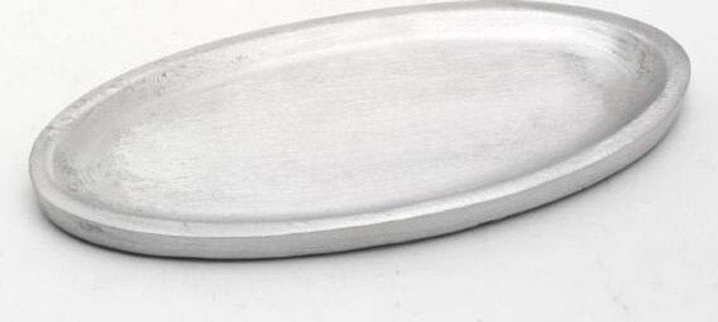 Kerzenteller oval 16 x 7 cm Aluminium Silber matt für Produktbild 