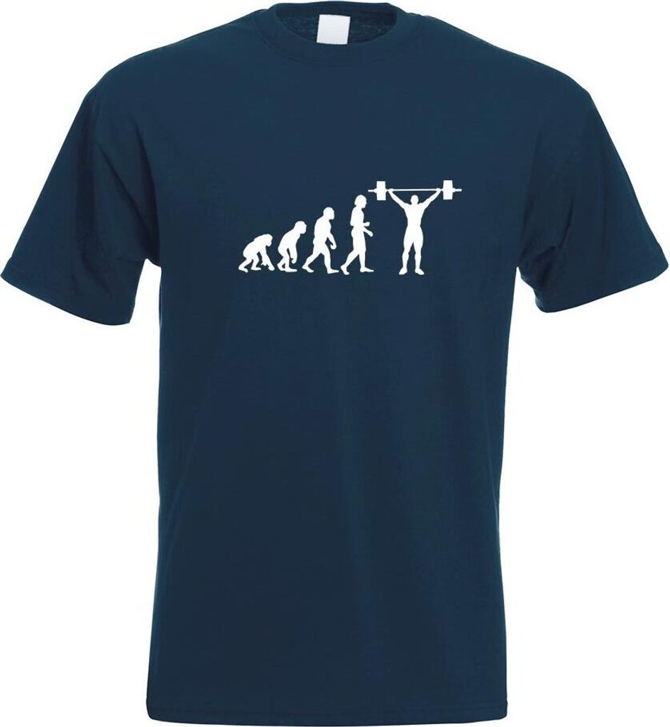 Kiwistar - T-Shirt - Navy - Evolution Gewichtheber Herren Funshirt Bedruckt Design Sprüche Spruch Motive - mit Motiv Bedruckt - Funshirt Design - ...
