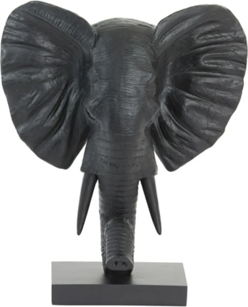 Décoration Éléphant Noir pour Bureau - Sculpture Moderne 30x15x35 cm
