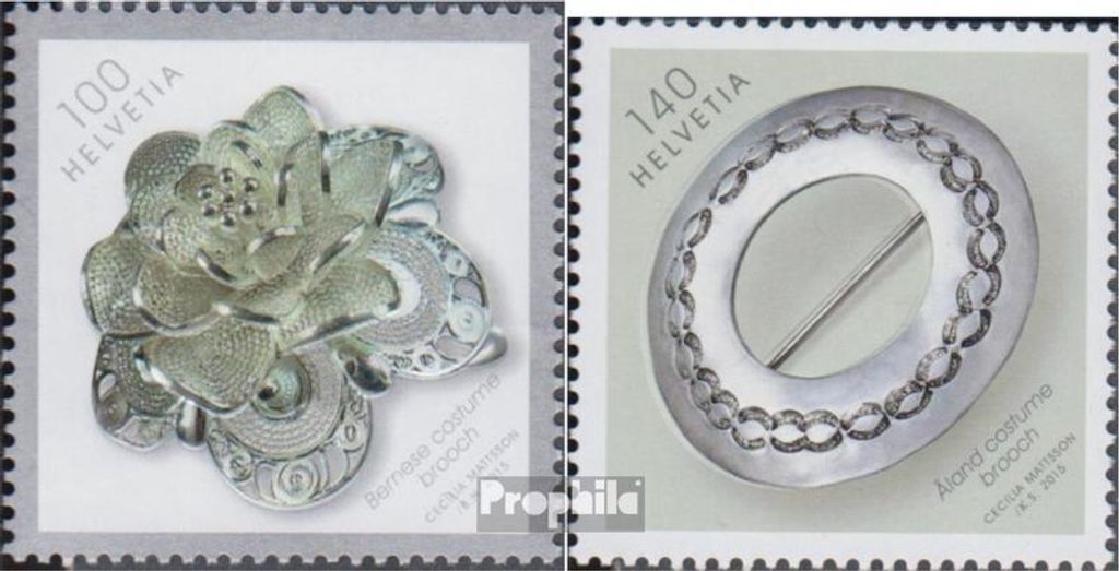 Briefmarken Schweiz 2015 Mi 2408-2409 (kompl.Ausg.) postfrisch Trachtenschmuck