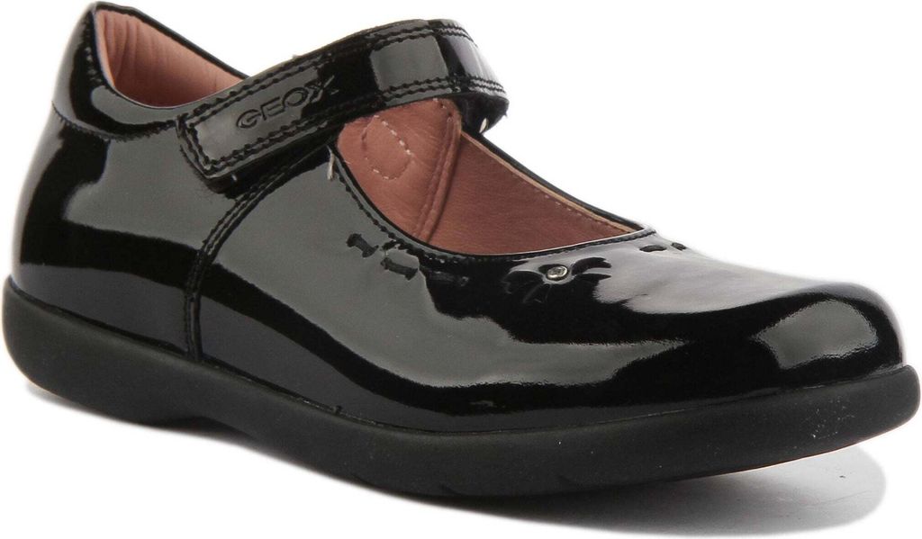 Geox C Naimara Girl 2 K der Leder Mary Jane Stil Schule Schuhe Schwarz Lack – 85 CM / Black Patent