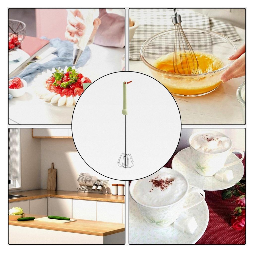 Ergonomischer Handquirl - Handquirl, Metall mit Federrotation, Kochbesen mit schneller Aktion, Küchen-Ei-Mixer, Eier-Rührwerkzeug für die Kuchen...