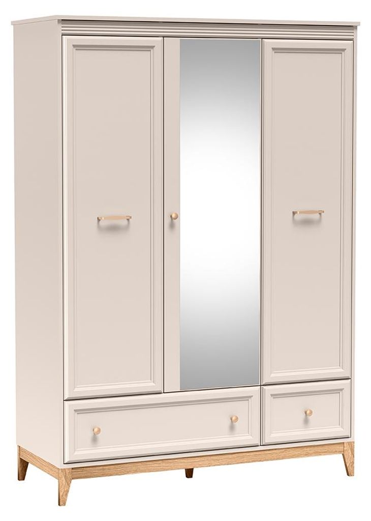 Masseno Drehtürenschrank CUNEO 135,5/193/54,6 cm 3-türig mit Spiegel Kaschmir