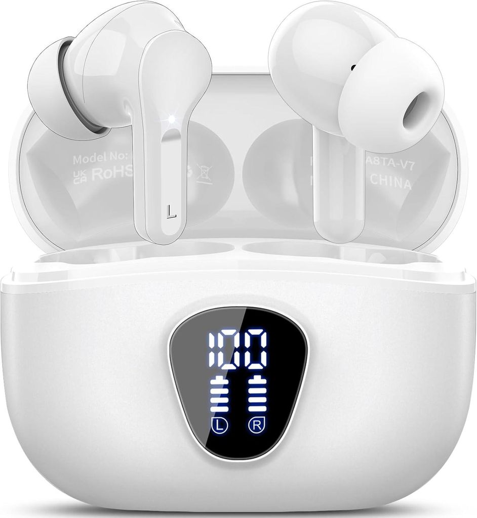 BESNOOW Bluetooth Kopfhörer In Ear, Wireless 5.4 Earbuds mit 4 ENC Mikrofonen, HiFi Stereo, 40h Akku, IP7 wasserdicht, Touch Control