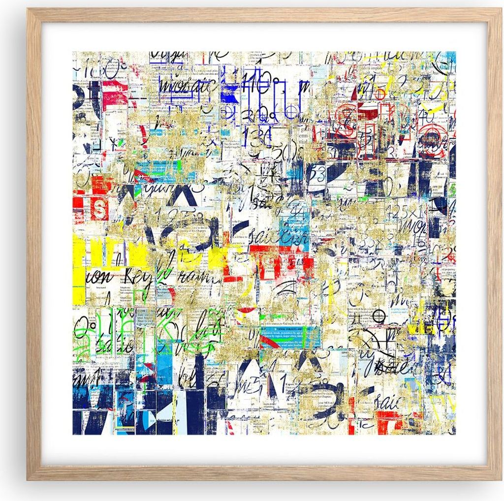 Gerahmtes Poster - Rahmen in heller Eiche - Straße Graffiti Wand Wandmalerei - 50x50 cm - Wand Bild - Wanddeko - Wandbilder - Wandposter - Bilderr...