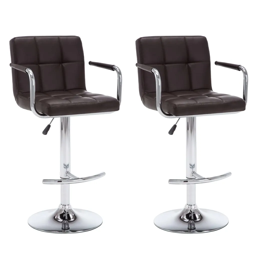 2 Sgabelli da Bar vidaXL Marroni Ecopelle - Design Ergonomico