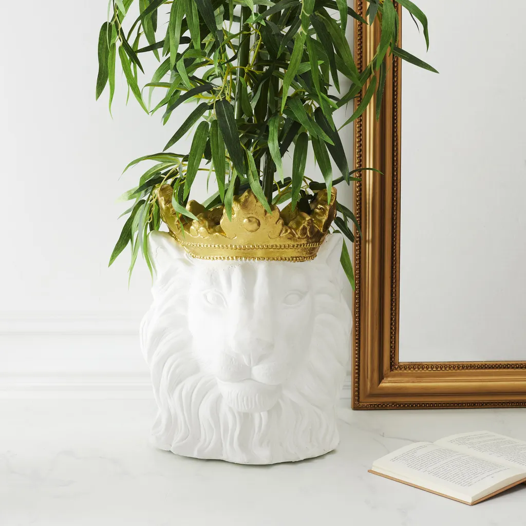Cache-pot lion blanc original D16cm - Brisez la monotonie