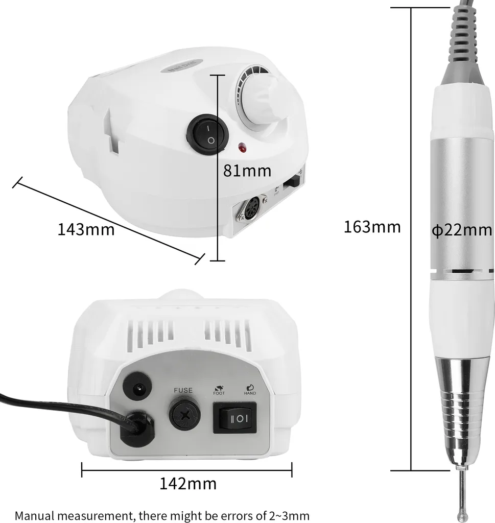 Ponceuse à ongles électrique 30000 tr/min blanche pour manucure