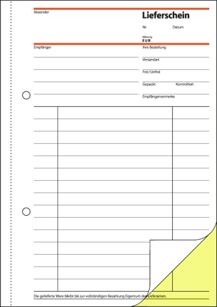 SIGEL SD011 Lieferscheine, mit Empfangsschein, 1.+ 2. Bl. bedruckt, A5, selbstdurchschreibend, 2 x 40 Blatt