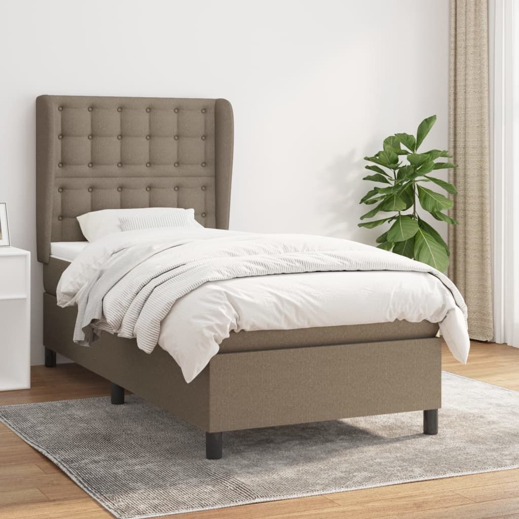 The Living Store Boxspringbett mit Matratze Taupe 100x200 cm Stoff