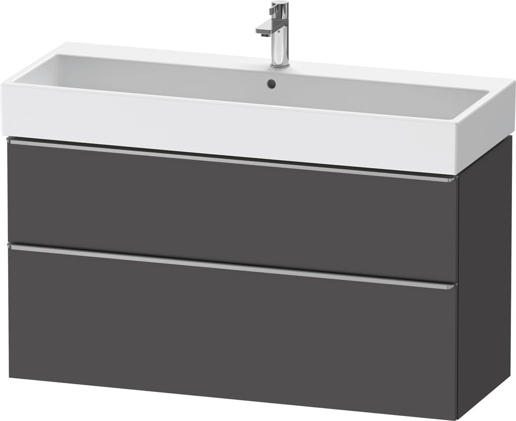 Duravit D-Neo Waschtischunterbau wandhängend, 1184x625x442mm, 1 Auszug, 1 Schubkasten, mit Griff Edelstahl gebürstet, DE4375070490000