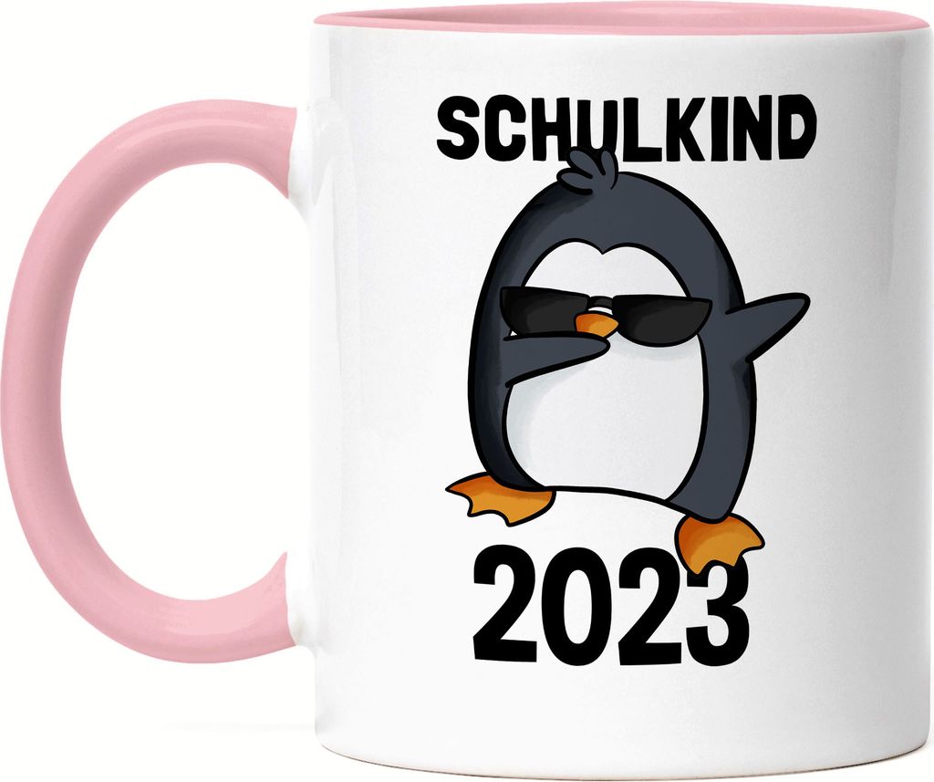 Schulkind 2023 Tasse Rosa Einschulung 1. Klasse Pinguin Dab Geschenkidee Grundschule Kindergarten Vorbei