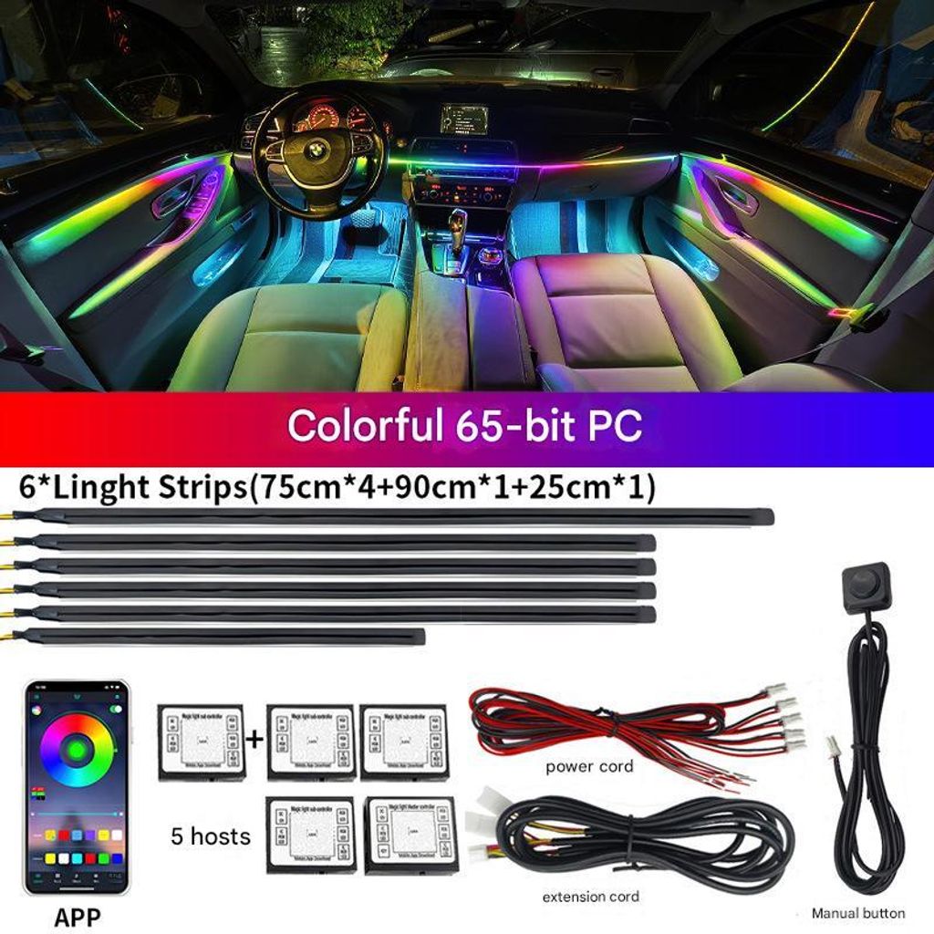 6v1 RGBW LED Symphony ambientní osvětlení interiéru auta + Obrázek produktu 