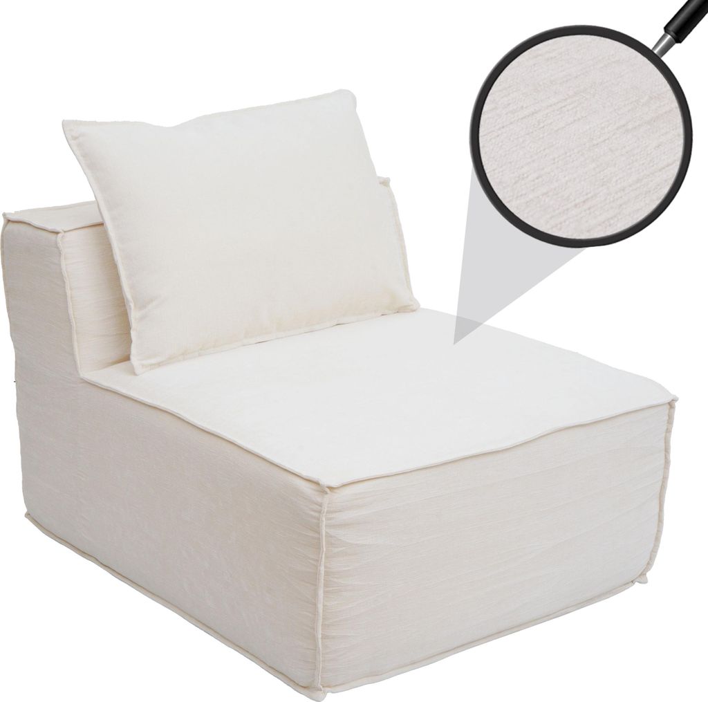 Sessel/Zubehör für Sofa MCW-O54, Loungesessel Polstersessel Mittelteil, Stoff/Textil (300g/m²) 63x75x97cm creme