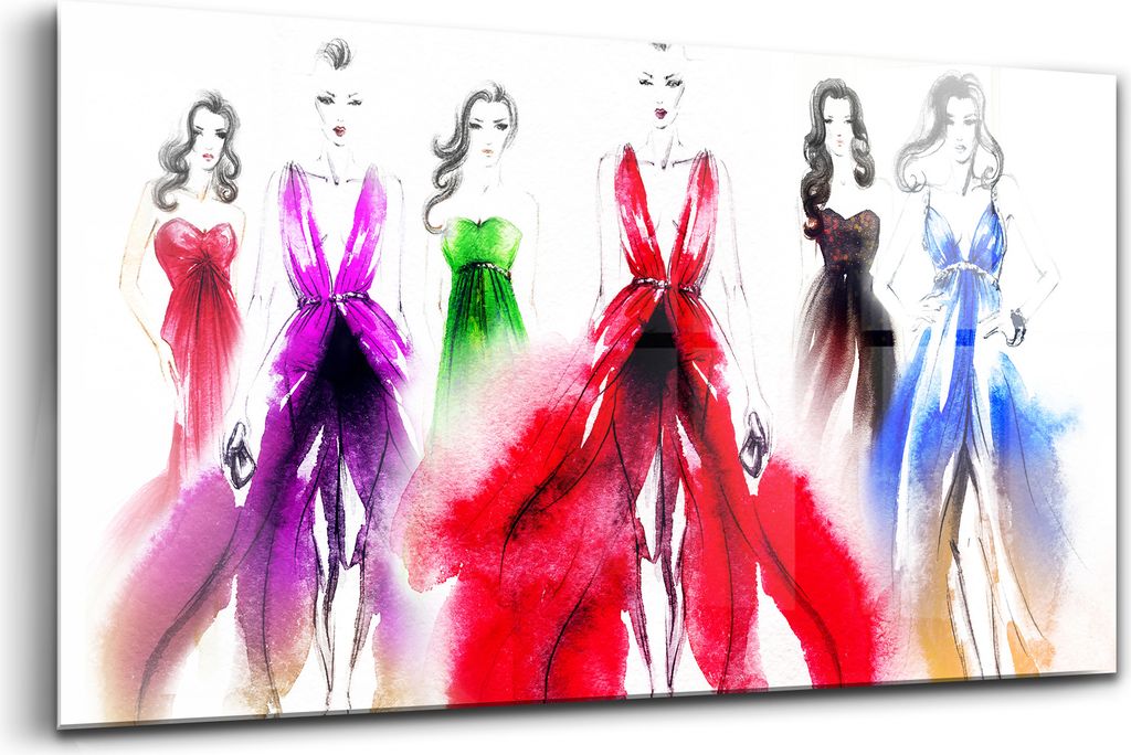 Bilder auf glas - Einteilig - Wanddekoration - Glas Bilder - 120x60 - Frauen in bunten Kleidern