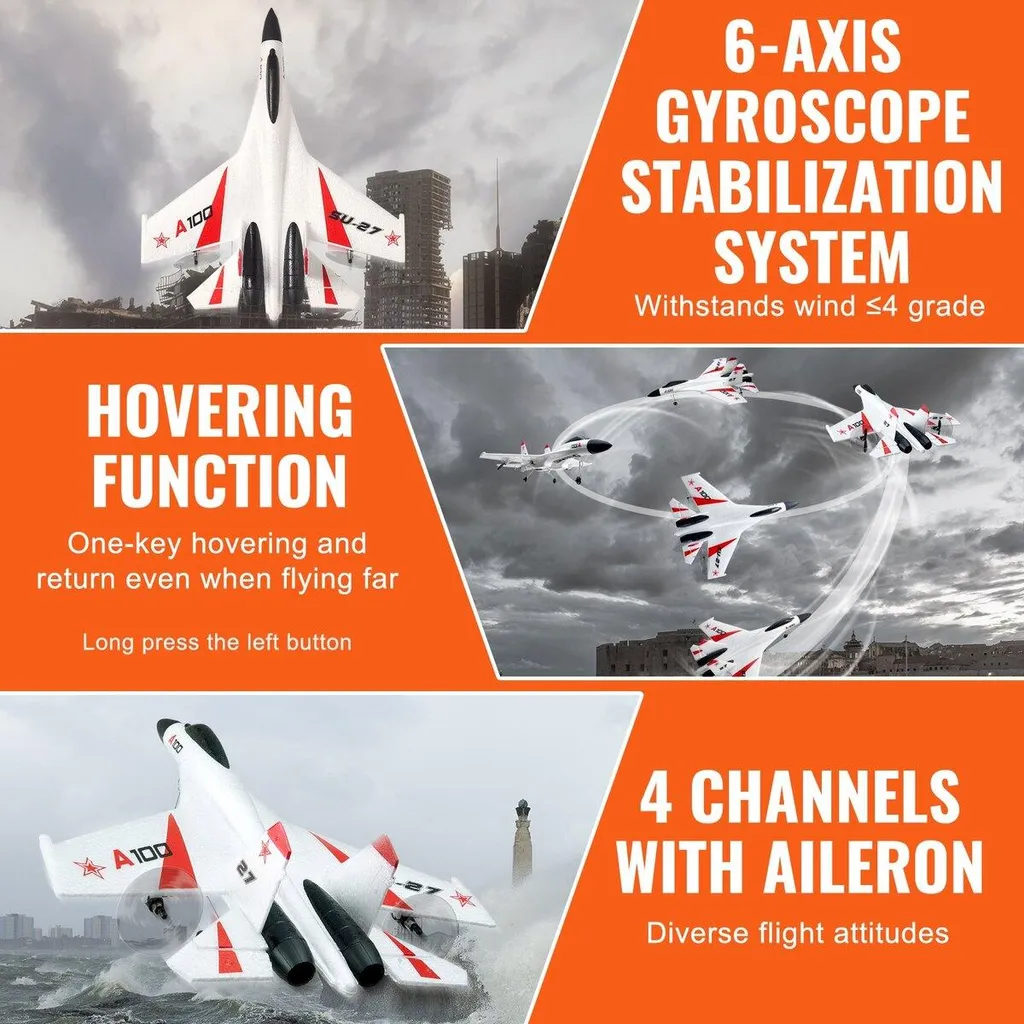 Avion RC résistant aux crashs en mousse EPP - Pilotage facile mode 3D/6G - 4