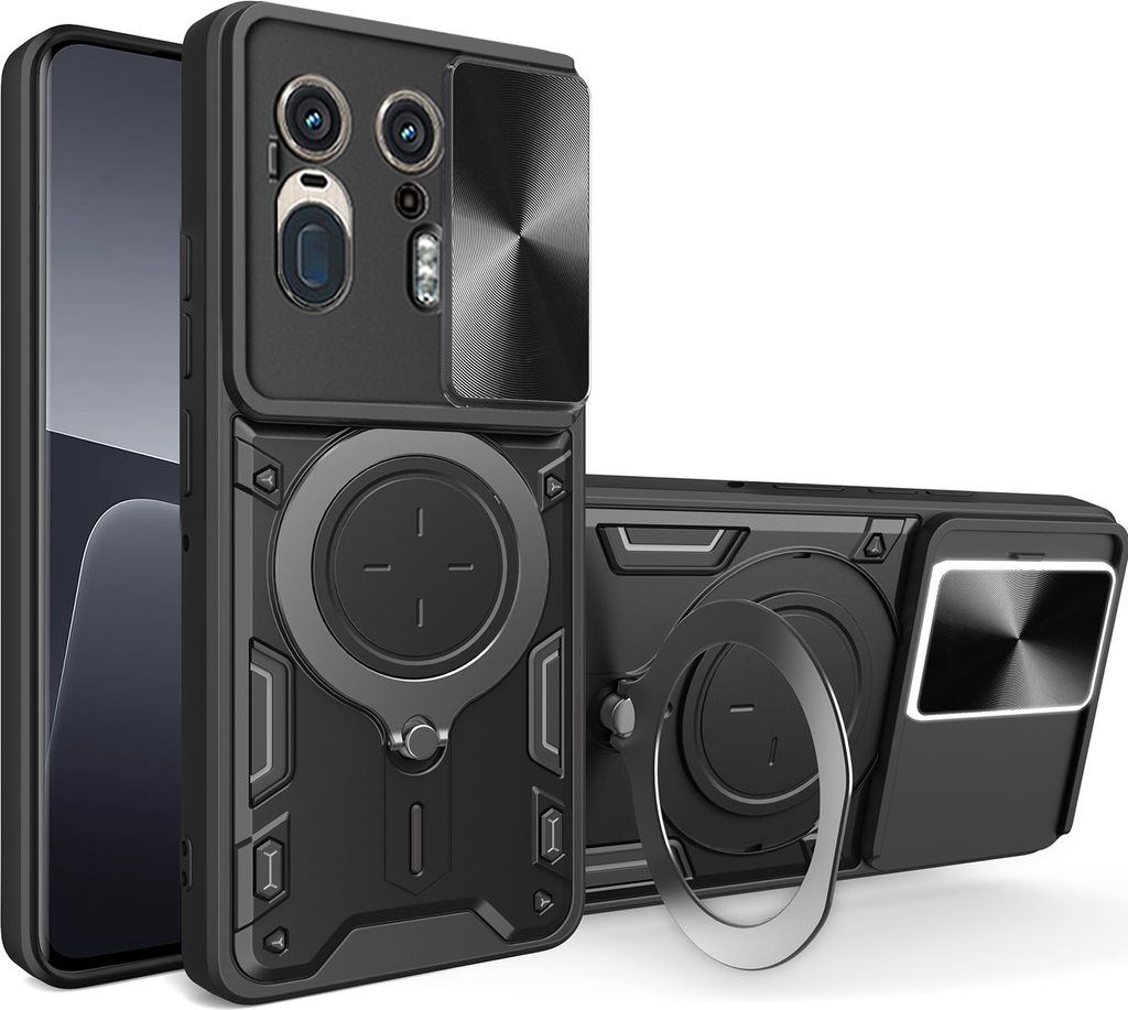 Handyhülle für Motorola Edge 50 Ultra/Moto X50 Ultra Dual-Layer Stoßfest Rüstung Hülle mit Dia Kameraschutz und Kreisförmig Ring Ständer Sch...