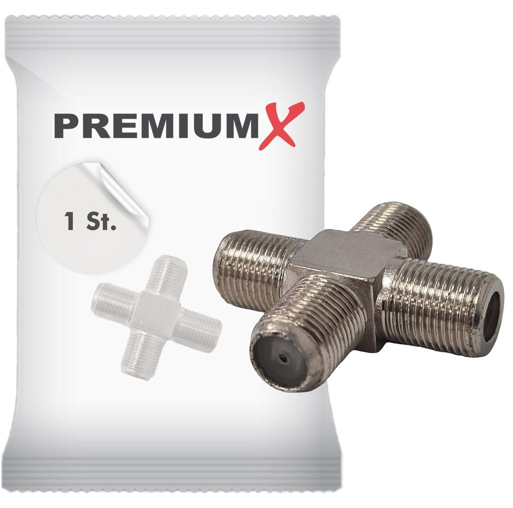 PremiumX F-Adapter 4x F-Buchse Verbinder Splitter Koax- und Produktbild 