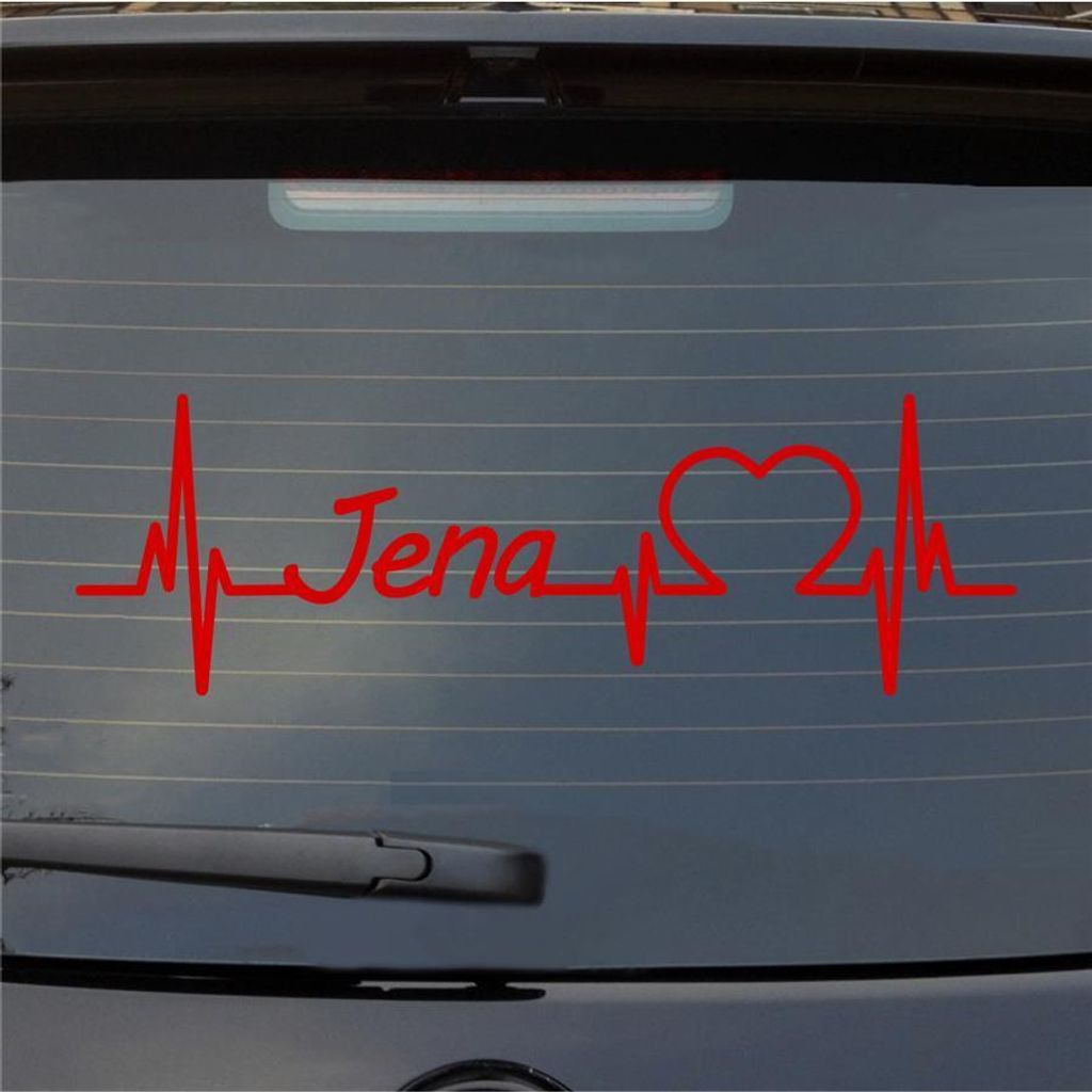 Heckscheibenaufkleber JENA Herzschlag Puls Stadt Liebe 55x18 cm Rot Auto Aufkleber Sticker