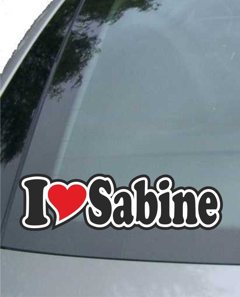 INDIGOS UG - Aufkleber / Autoaufkleber - I Love Heart - Ich liebe mit Herz 15 cm - I LOVE Sabine - Auto LKW Truck - Sticker mit Namen vom Mann Frau...