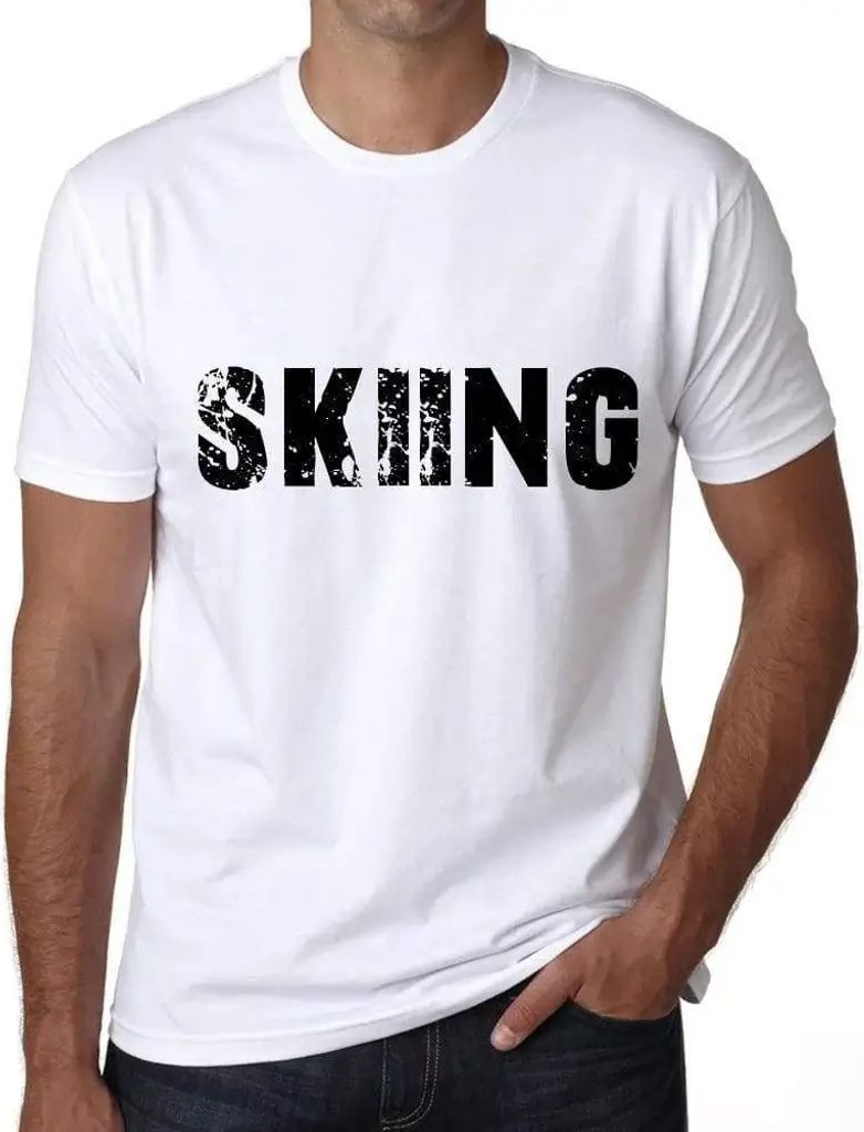 Herren Grafik T-Shirt Skifahren – Skiing – Öko-Verantwortlich Vintage Jahrgang Kurzarm Lustige Druck Geburtstag Geschenk Mann