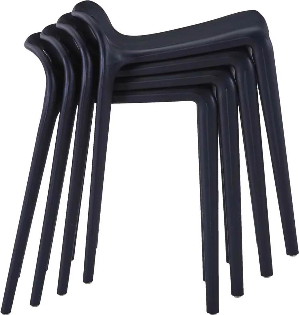 Tabouret Noir Empilable vidaXL : Solution Gain de Place pour Studio x4