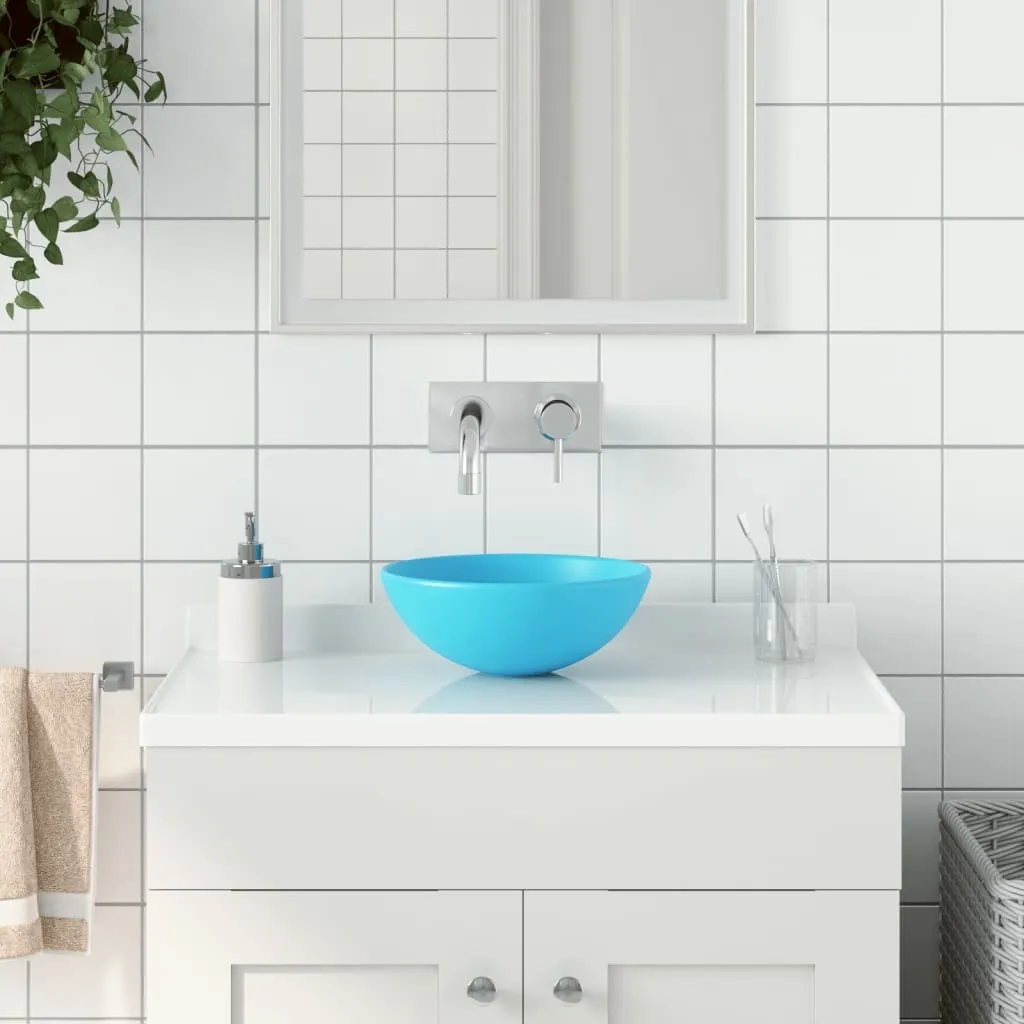 Lavandino Bagno Verde Chiaro Ceramica Rotondo - Offerta The Living Store