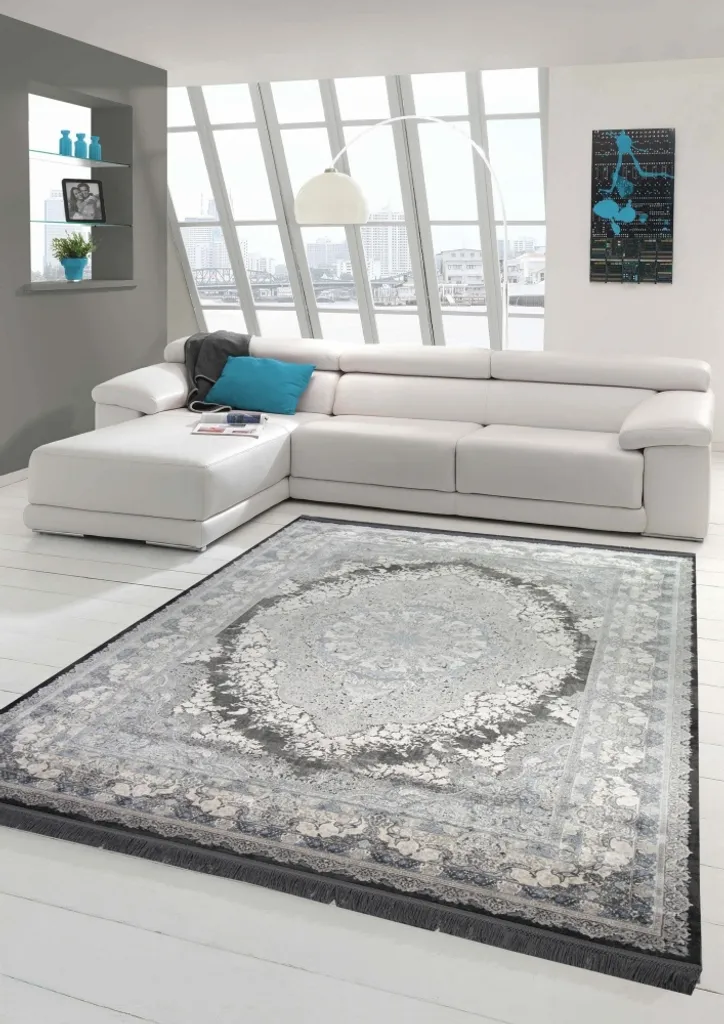 Tapis en laine gris anti-poussière 160x230 cm style classique