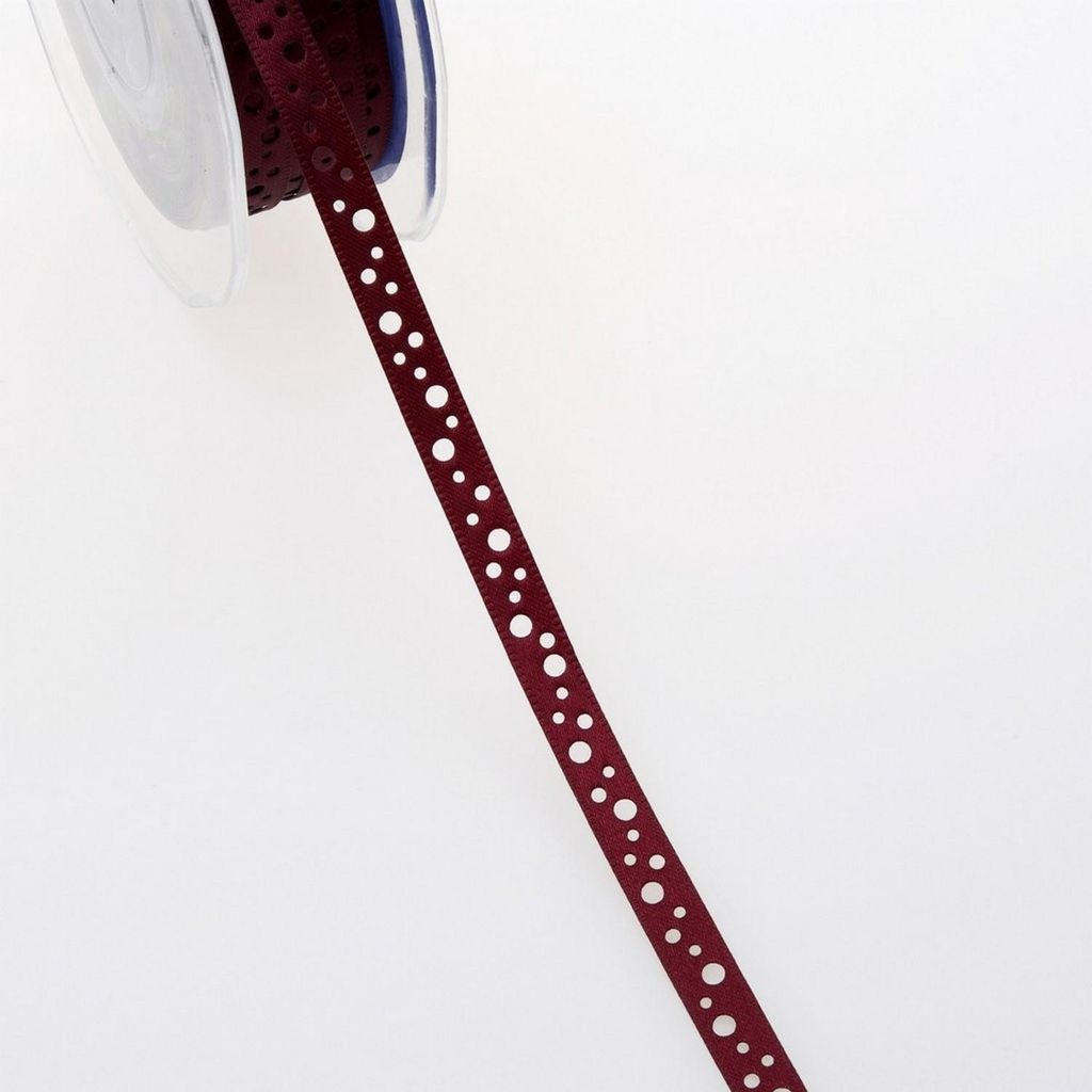 Satinlochband - bordeaux - 9 mm - 20 m - 54009 22