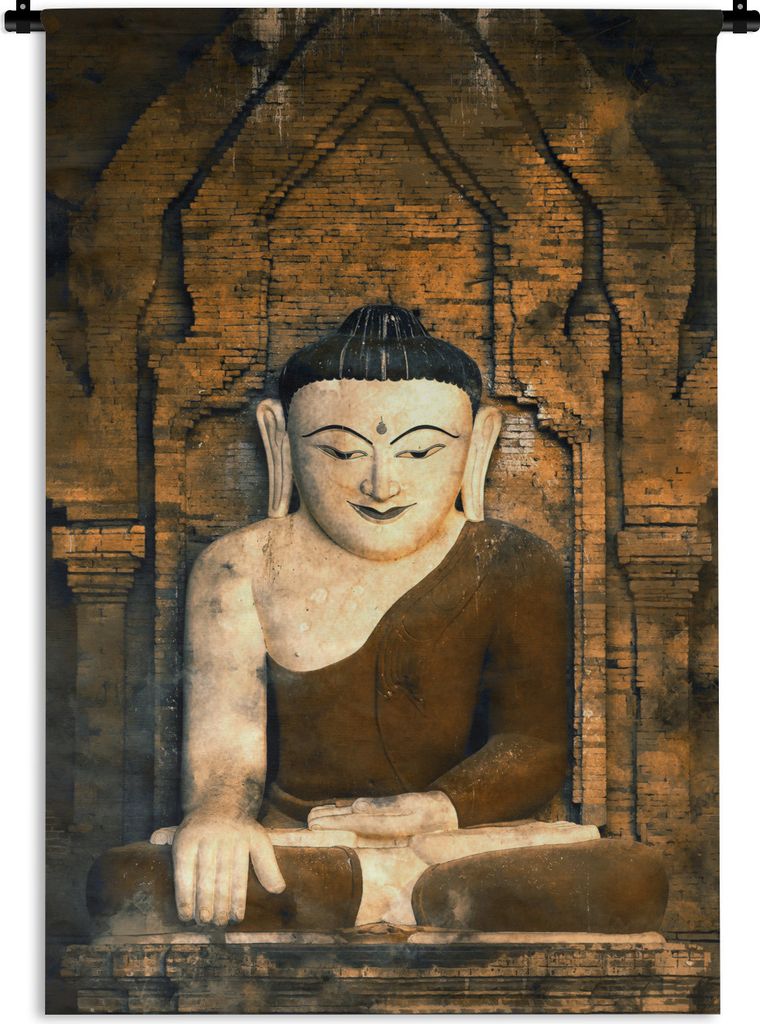 MuchoWow Wandteppich Wandbehang Buddha - Meditation - Mönch 120x180 cm Tapisserie Dekoration Wandtuch - Schlafzimmer - Dekorationen für das Haus