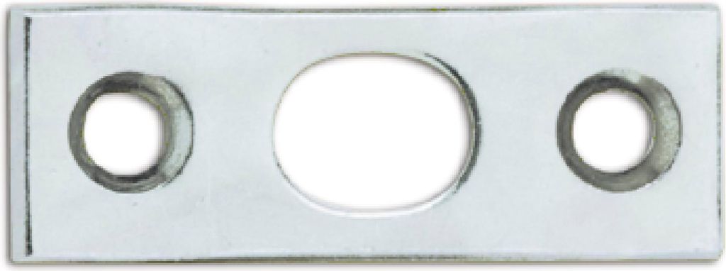 Strenger Türkantriegel Schließblech oval (Türbeschlag) 40x15x2mm, Stahl verzinkt