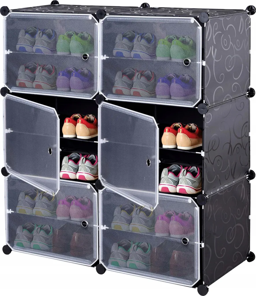 Meuble à chaussures modulable PETRA noir - Étagère de rangement 10 cases