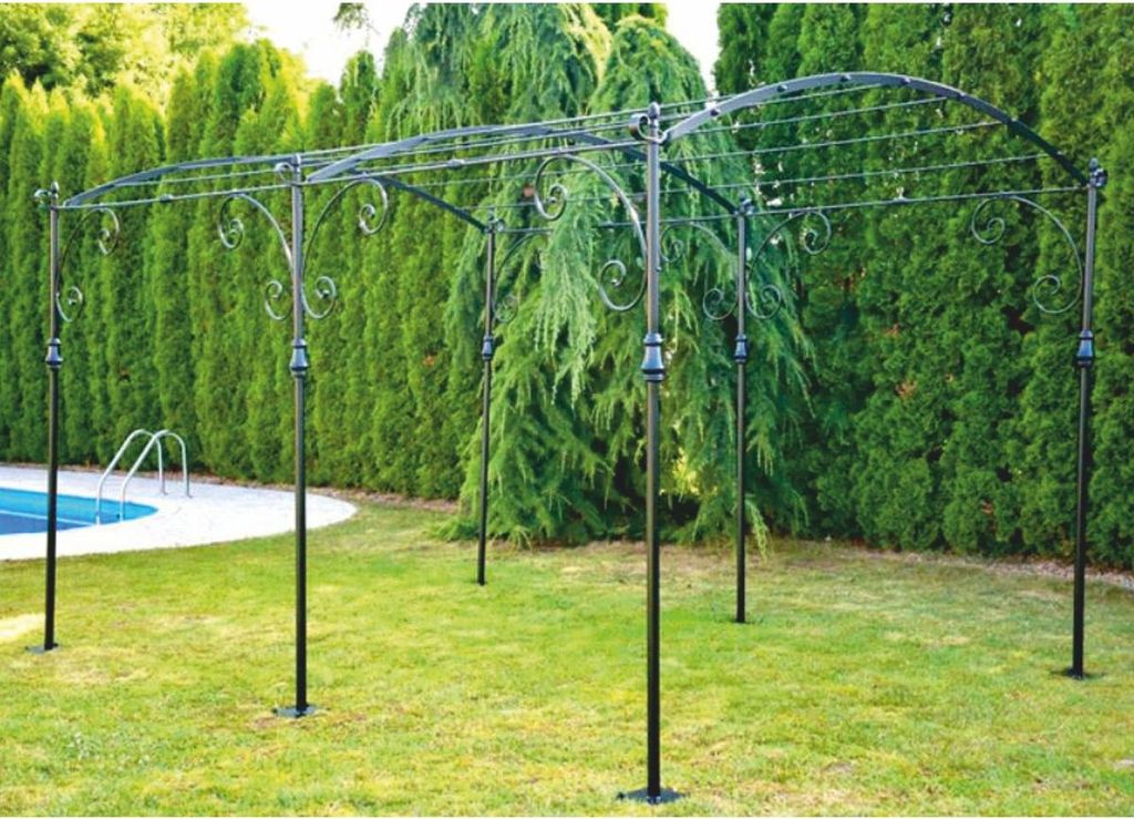 Casa Padrino Jugendstil Schmiedeeisen Pergola Schwarz 300 cm - Garten Möbel
