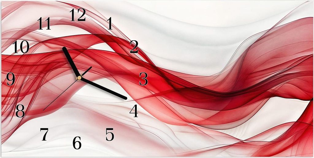 Wanduhr aus Glas mit Motiv Farbige Wellen- 60 x 30 cm - inkl. Aufhängesystem