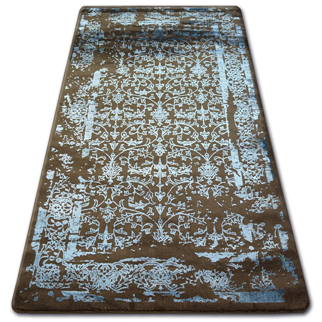 Tapis Acrylique MANYAS 0920 Marron et Bleu - Design Turc en 80x150 cm