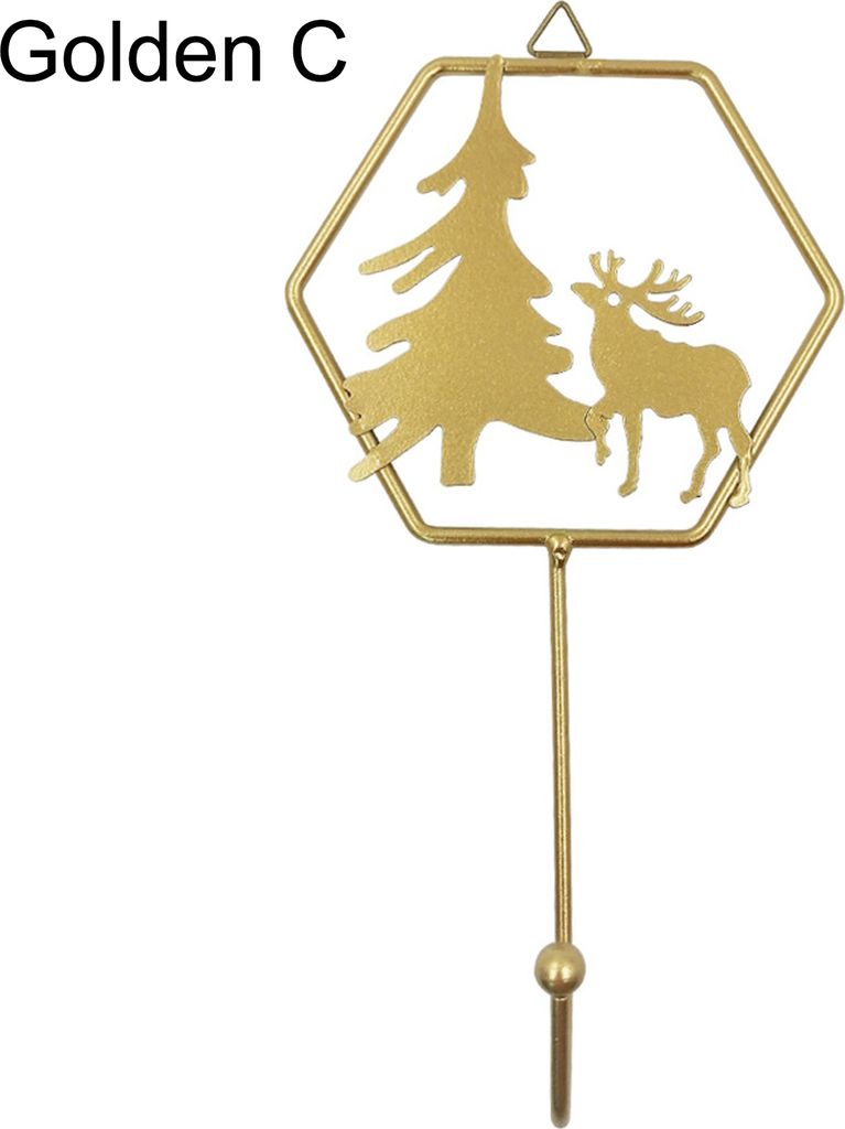 Dekoratives Haken auffällige gute Ladungskapazität Schmiedeeisen Weihnachts-Themen-Kleidung Organizer Haken für Zuhause-Golden C