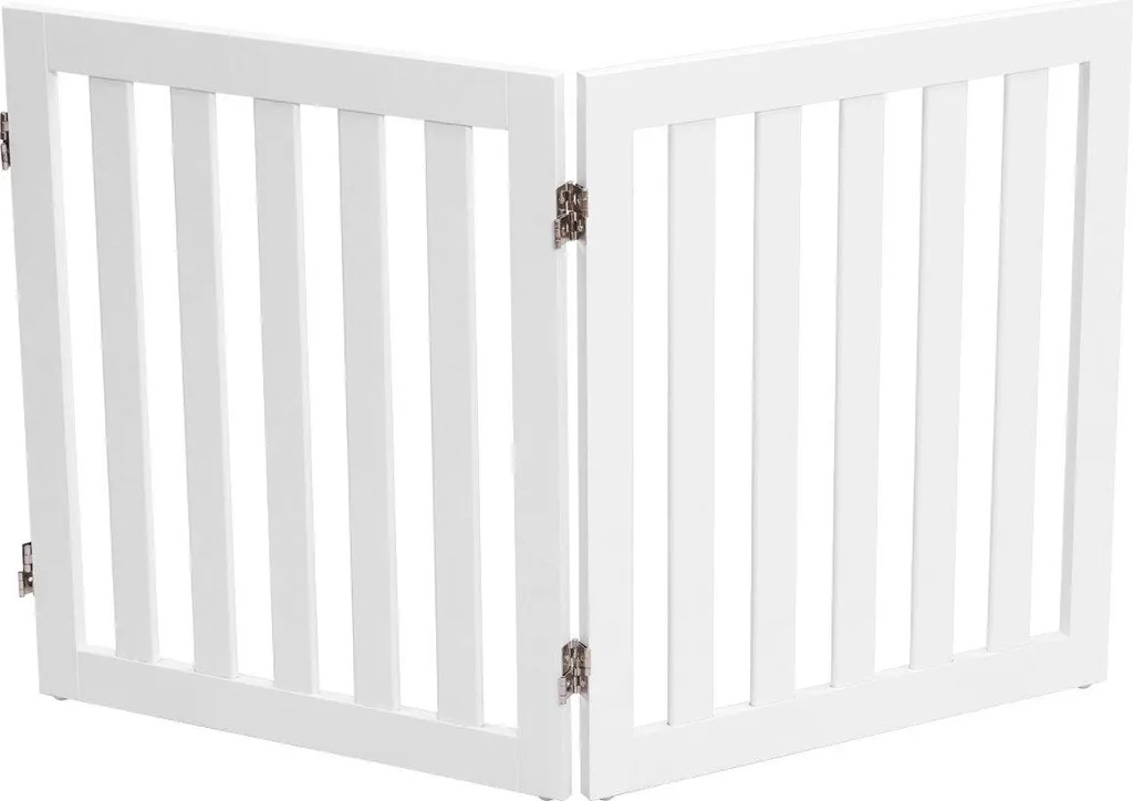 Barrière pour chien 60 cm en bois pliable blanc 2 panneaux - Modèle S2